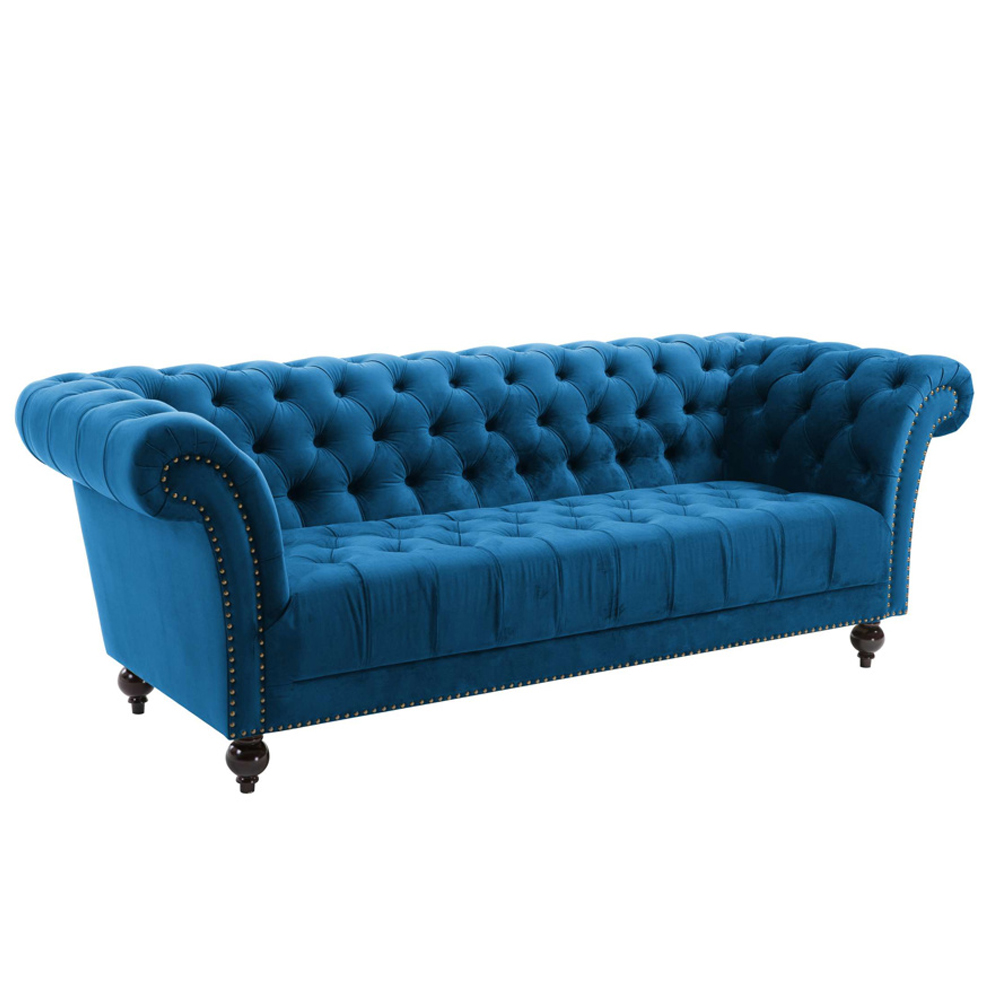 Chanter Fabric 3 Seater Sofa In Midnight Blue