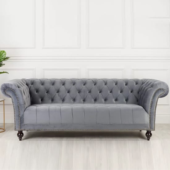 Chanter Fabric 3 Seater Sofa In Midnight Grey