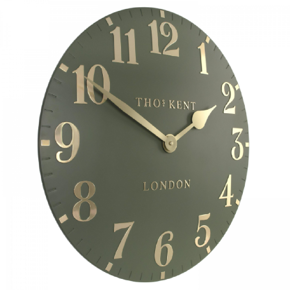 Chantilly Large Metal Mantel Clock In Lichen Green