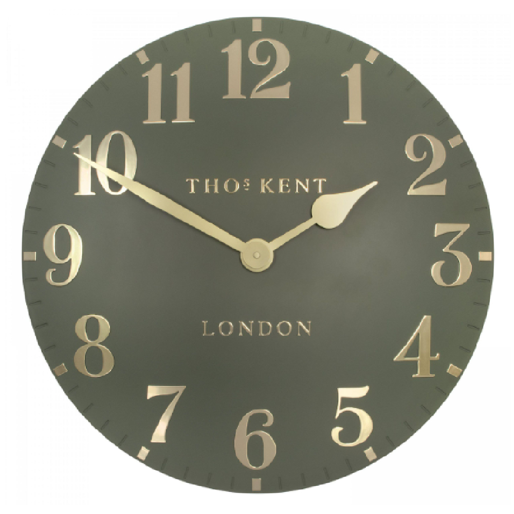 Chantilly Large Metal Mantel Clock In Lichen Green