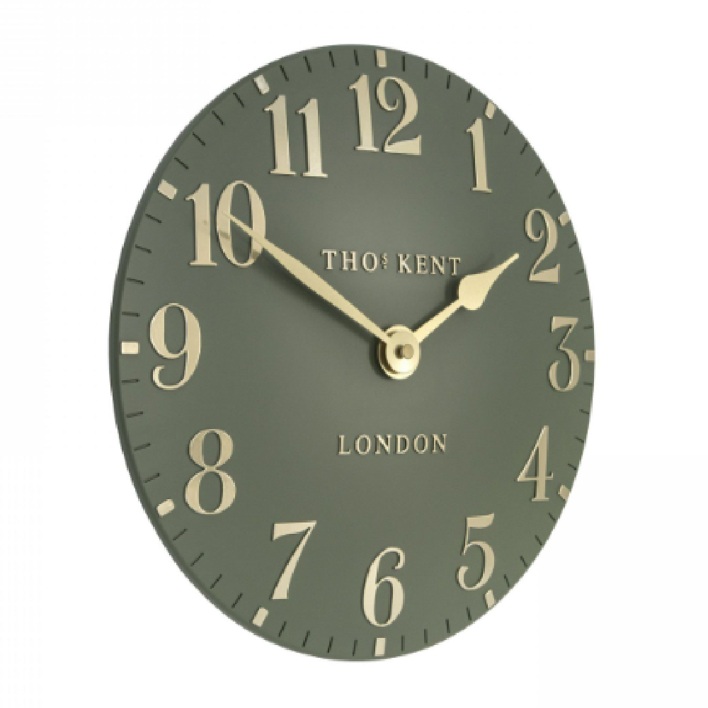 Chantilly Medium Metal Mantel Clock In Lichen Green