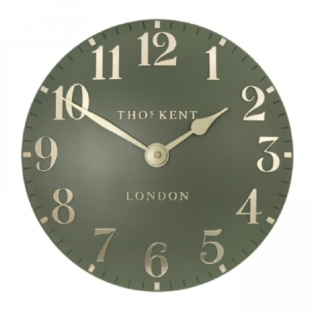 Chantilly Medium Metal Mantel Clock In Lichen Green