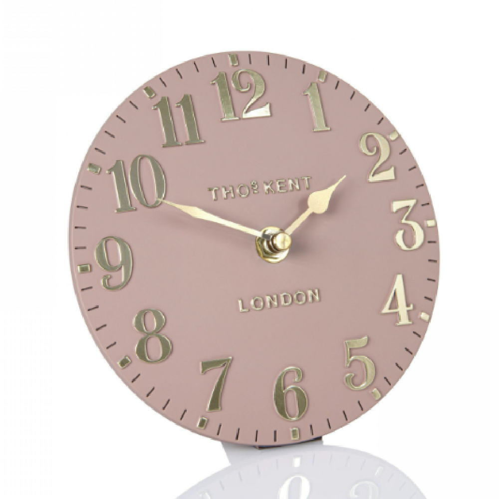 Chantilly Small Metal Mantel Clock In Blush Pink