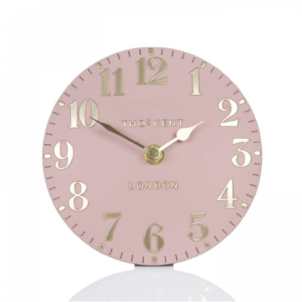 Chantilly Small Metal Mantel Clock In Blush Pink