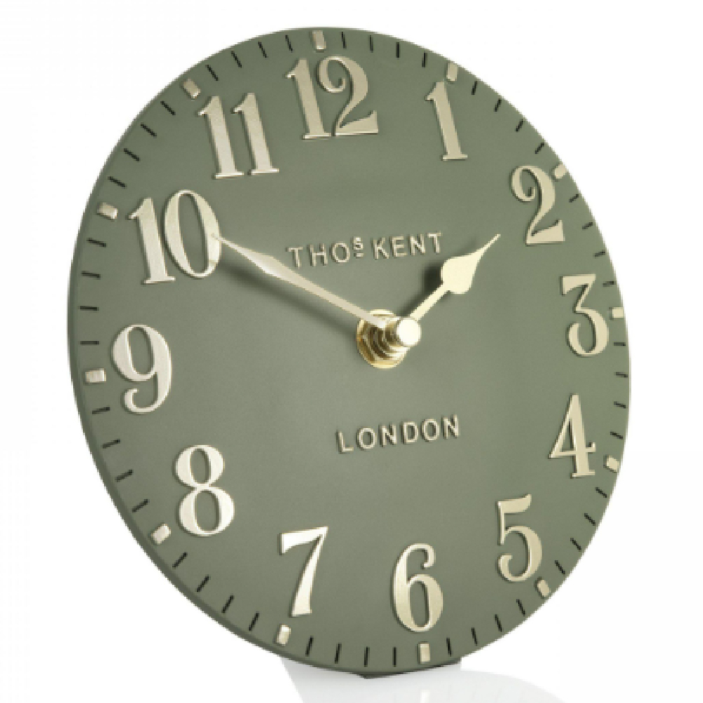 Chantilly Small Metal Mantel Clock In Lichen Green