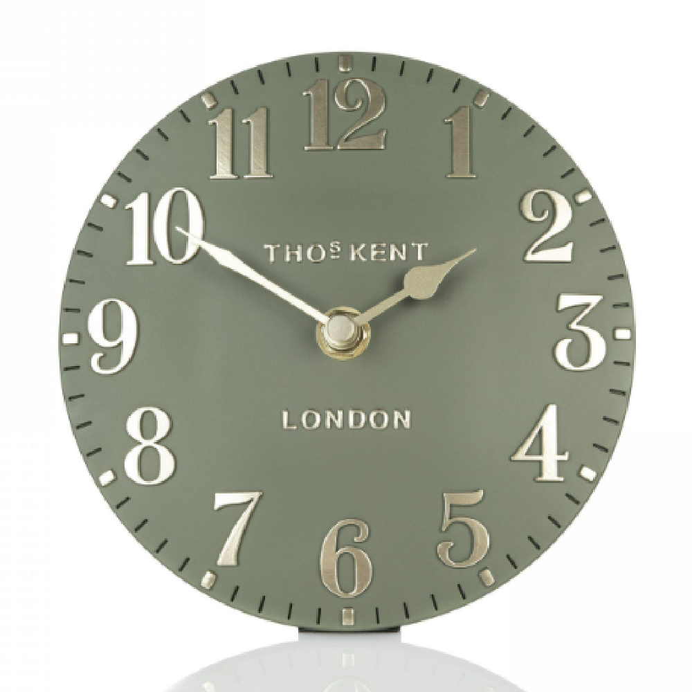 Chantilly Small Metal Mantel Clock In Lichen Green