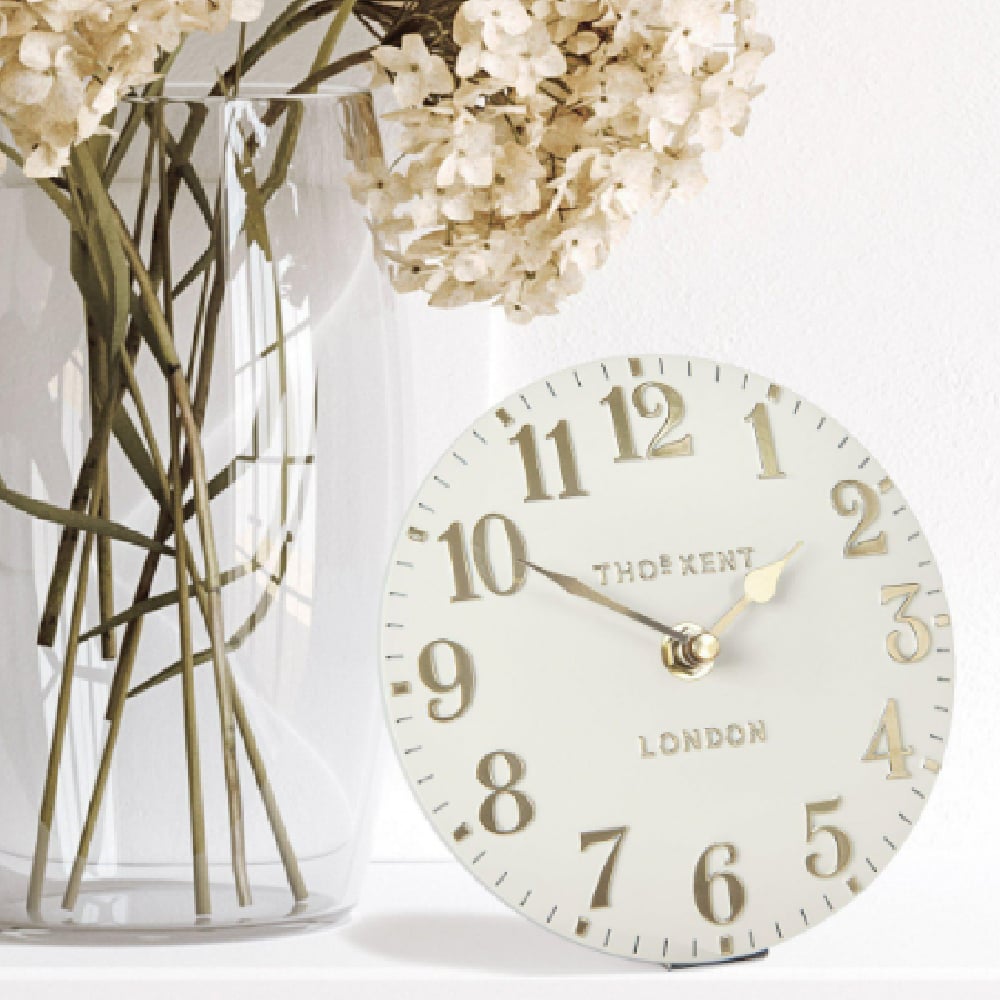 Chantilly Small Metal Mantel Clock In Oatmeal