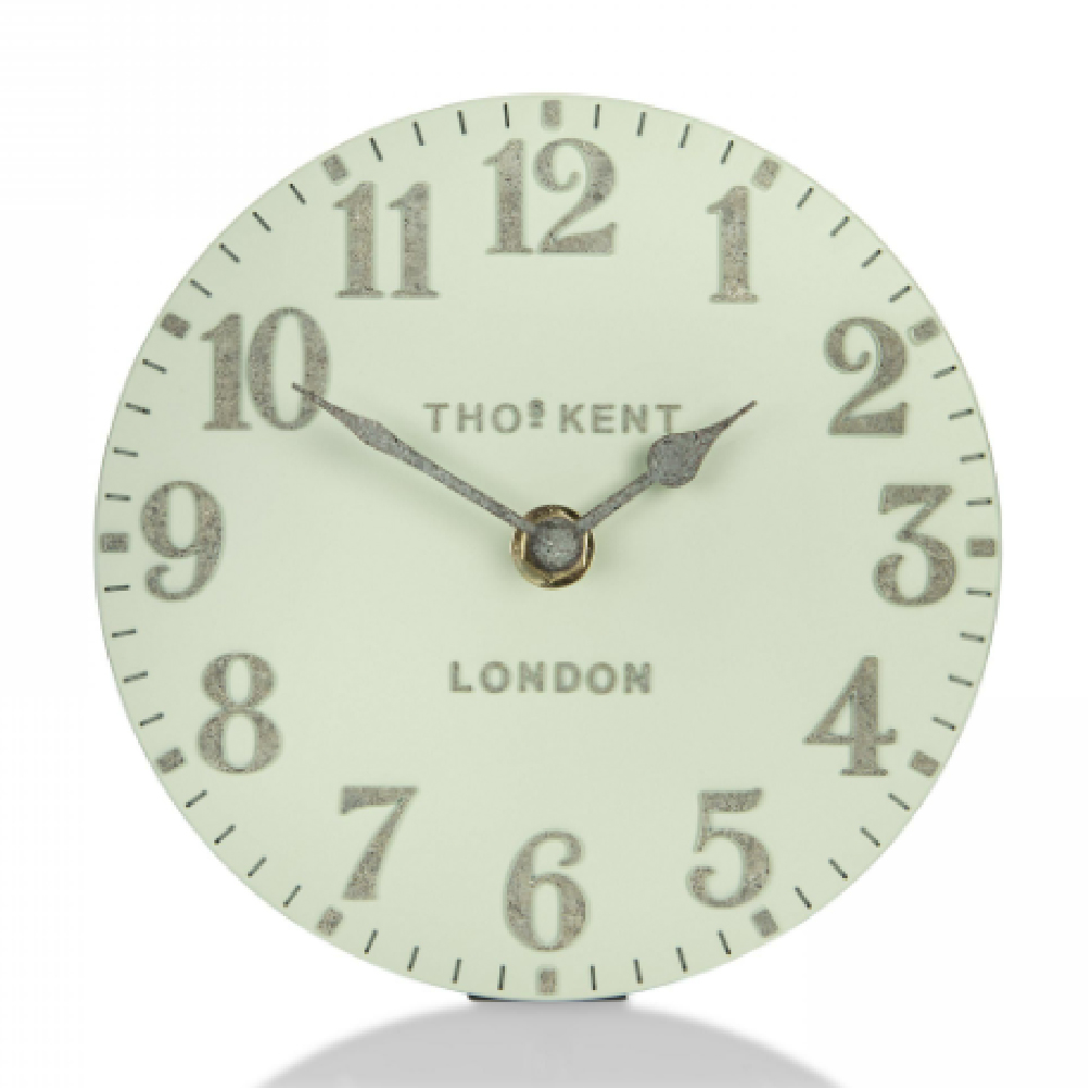Chantilly Small Metal Mantel Clock In Pearl Green