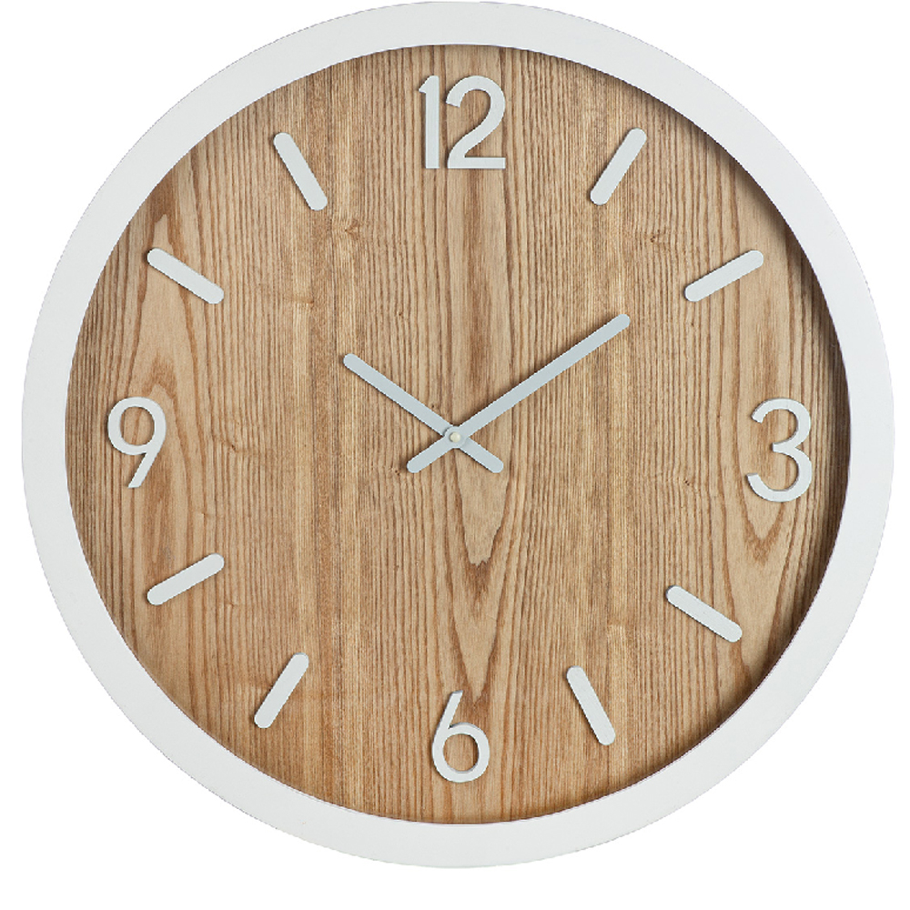 Chantilly Wooden Wall Clock In Matt Brown And White