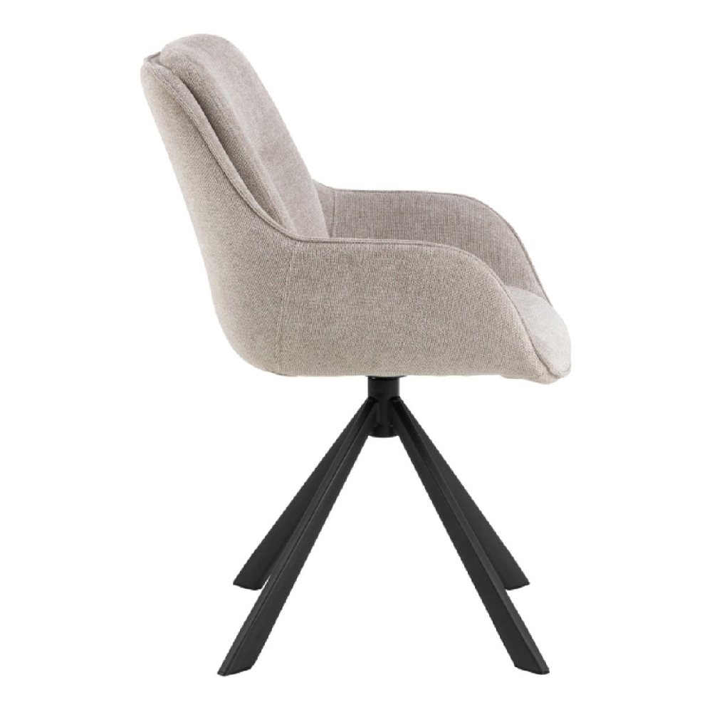 Chanute Sand Fabric Dining Chairs With Black Legs In Pair