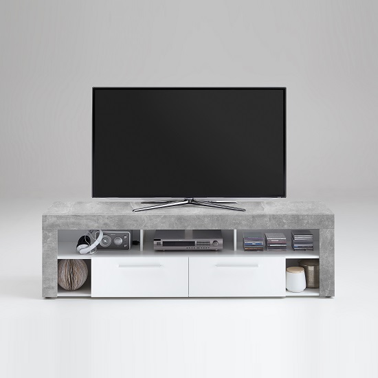 Read more about Chapel tv stand in white and light atelier with 2 drawers