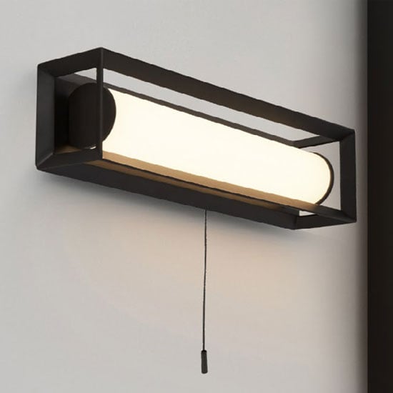 Read more about Chaplin led large wall light in matt black with pull switch