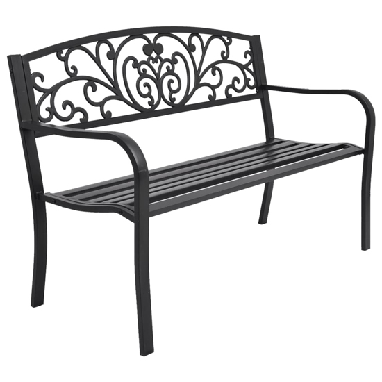 Charisa Outdoor Cast Iron Seating Bench In Black