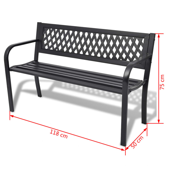 Charisa Outdoor Steel Seating Bench In Black_3
