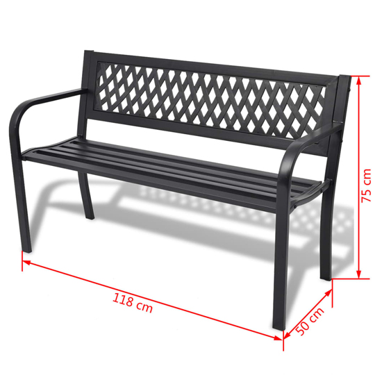 Charisa Outdoor Steel Seating Bench In Black