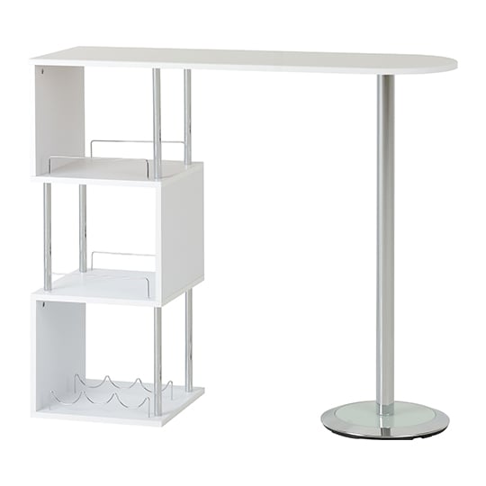 Photo of Cayuta home bar table in white and chrome
