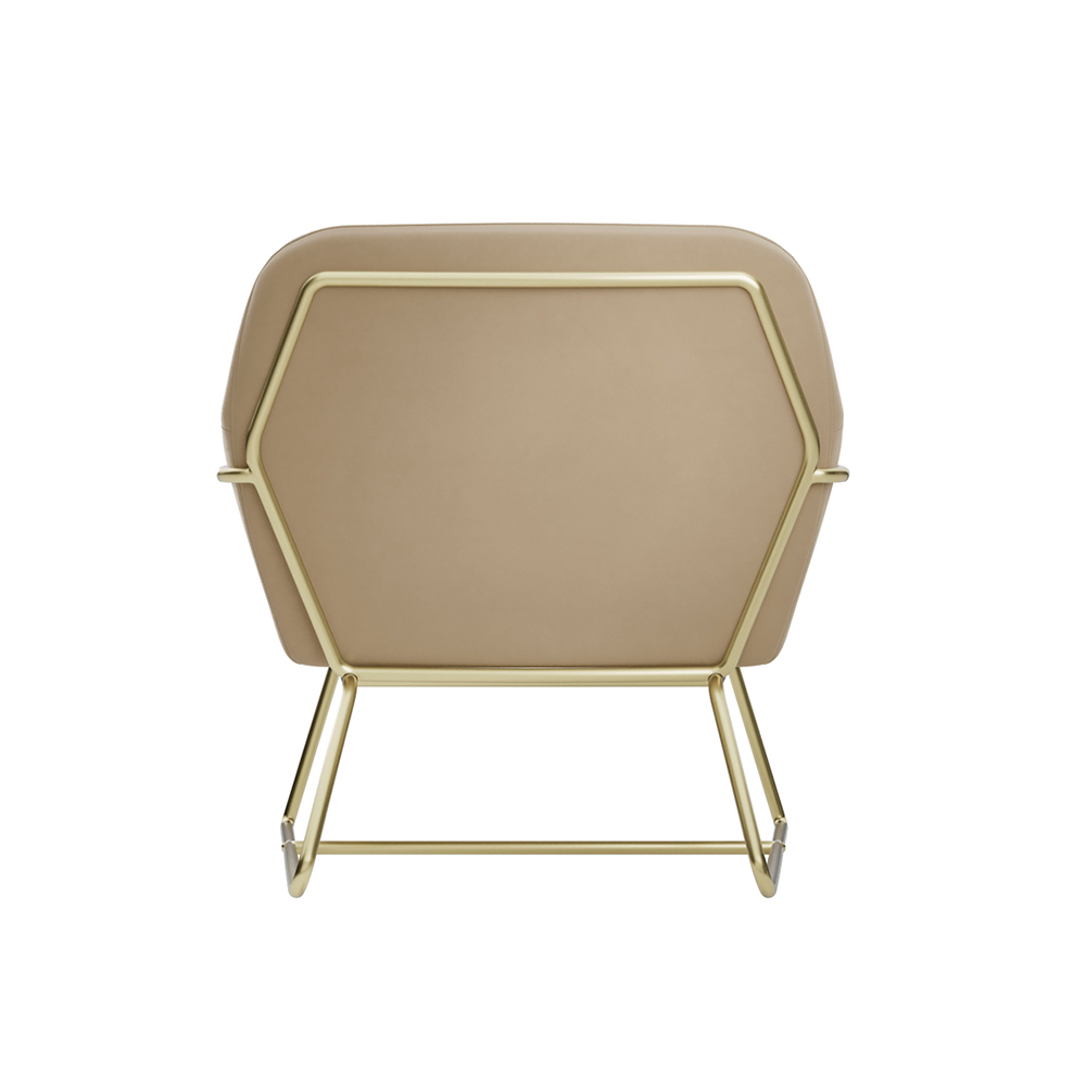 Charles Velvet Armchair With Gold Frame In Beige