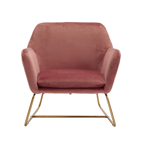 Coalville Plush Velvet Armchair In Vintage Pink With Gold Frame_2