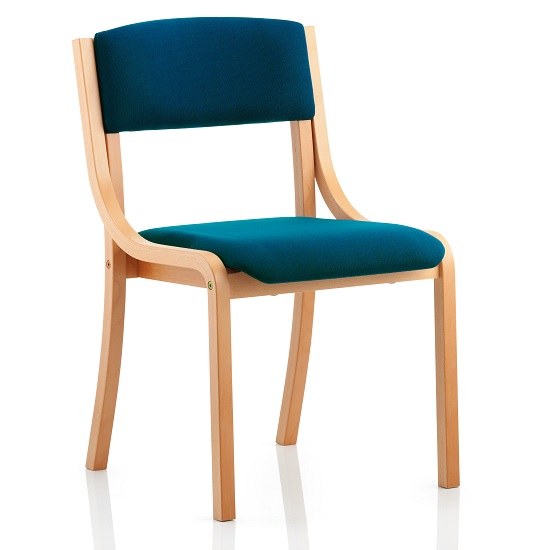 Photo of Charles office chair in kingfisher and wooden frame