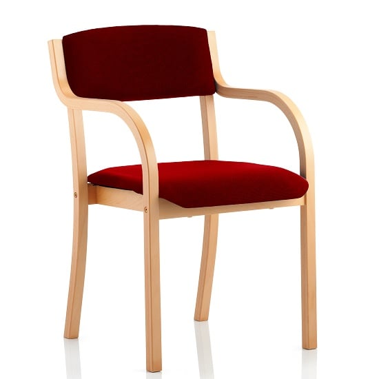 Charles Office Chair In Chilli And Wooden Frame With Arms