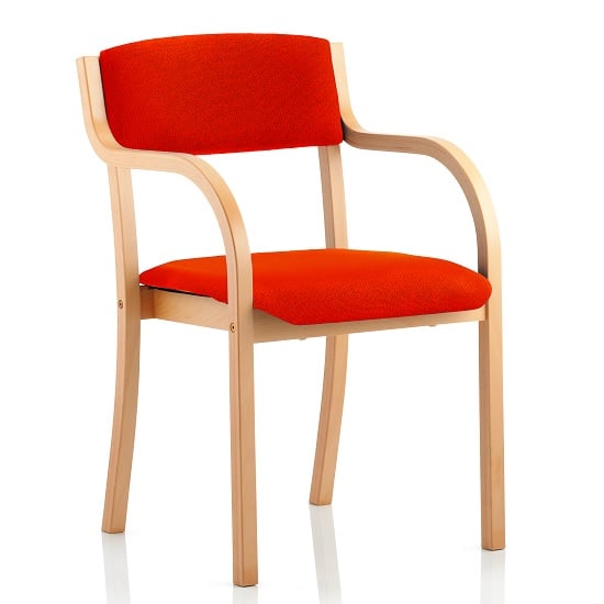 Photo of Charles office chair in pimento and wooden frame with arms