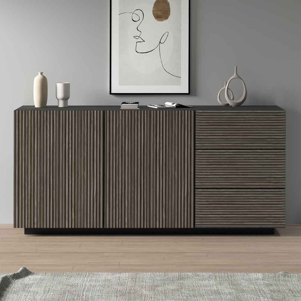 Charleston Wooden Sideboard With 2 Doors 3 Drawers In Anthracite And Dark Oak