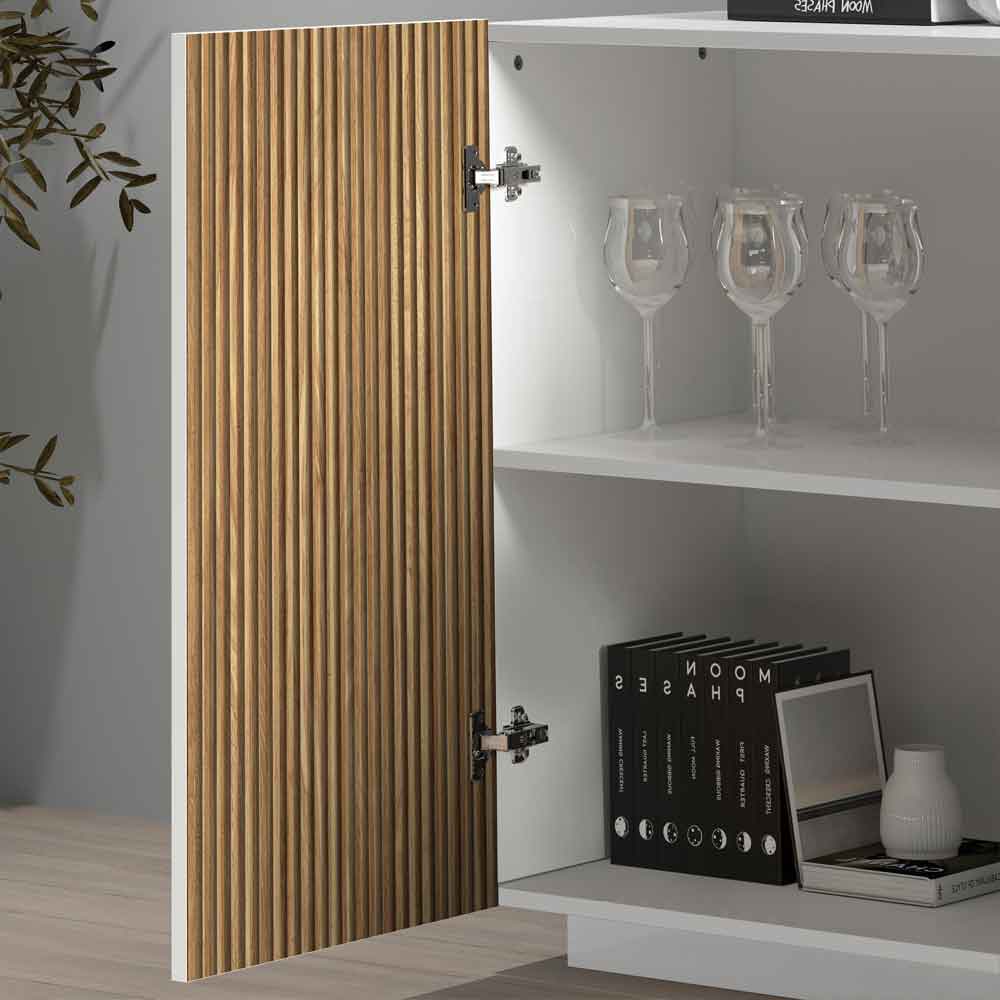 Charleston Wooden Sideboard With 2 Doors 3 Drawers In White And Light Oak