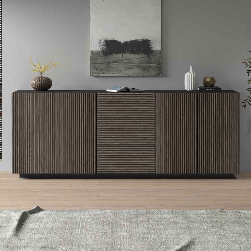 Charleston Wooden Sideboard With 4 Doors 3 Drawers In Anthracite And Dark Oak