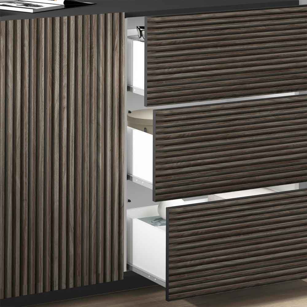 Charleston Wooden Sideboard With 4 Doors 3 Drawers In Anthracite And Dark Oak