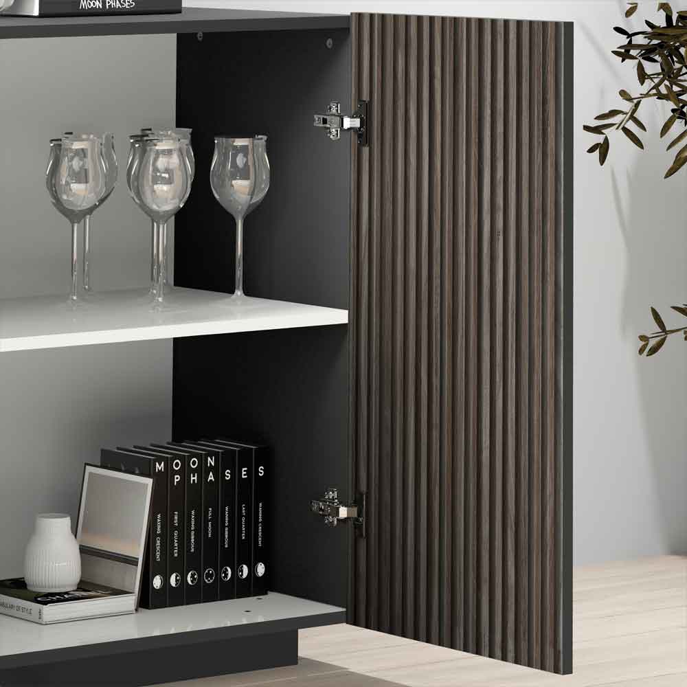 Charleston Wooden Sideboard With 4 Doors 3 Drawers In Anthracite And Dark Oak