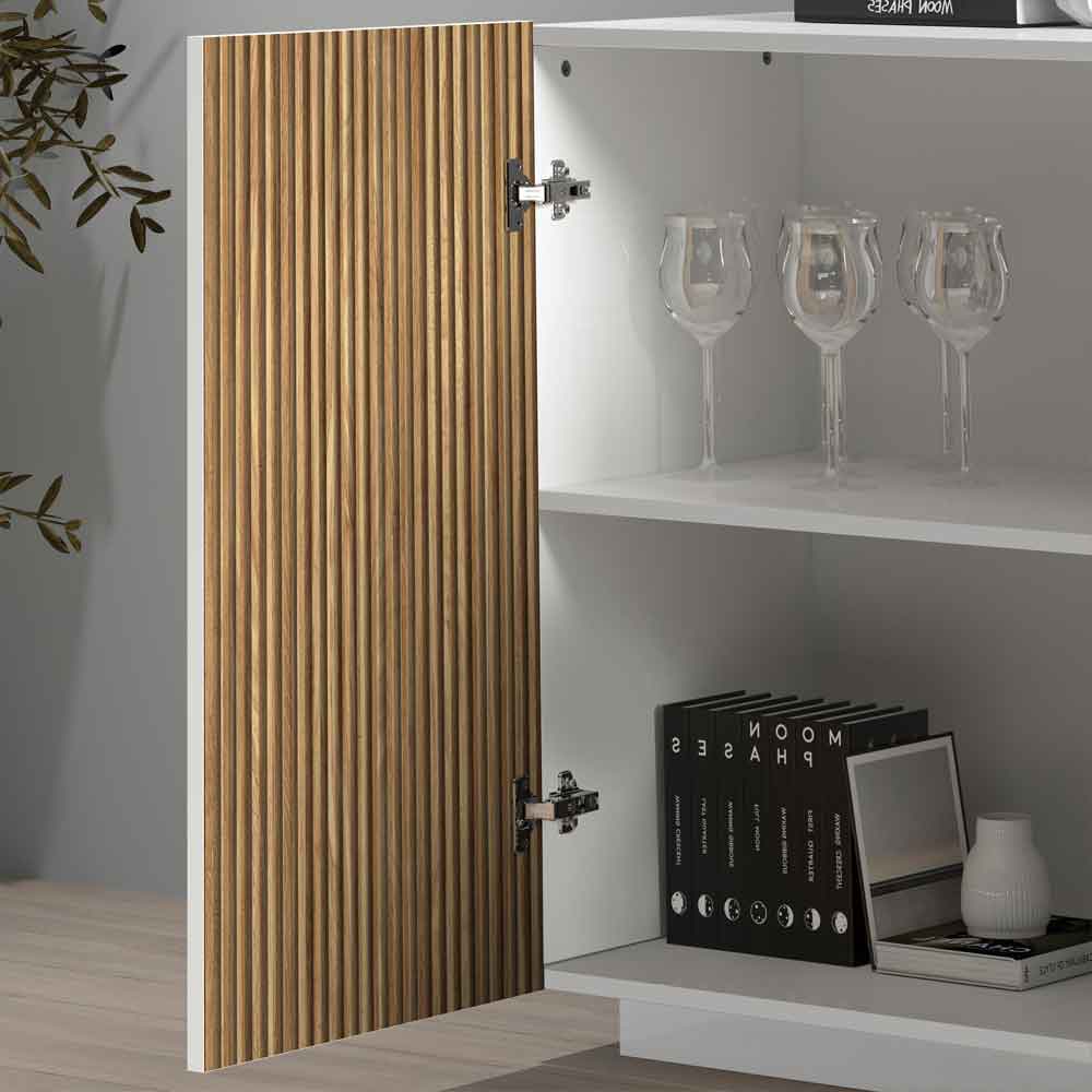 Charleston Wooden Sideboard With 4 Doors 3 Drawers In White And Light Oak