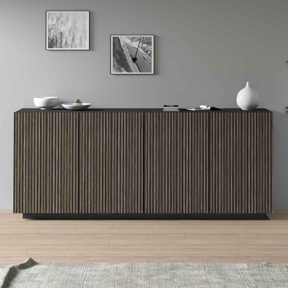 Charleston Wooden Sideboard With 4 Doors In Anthracite And Dark Oak