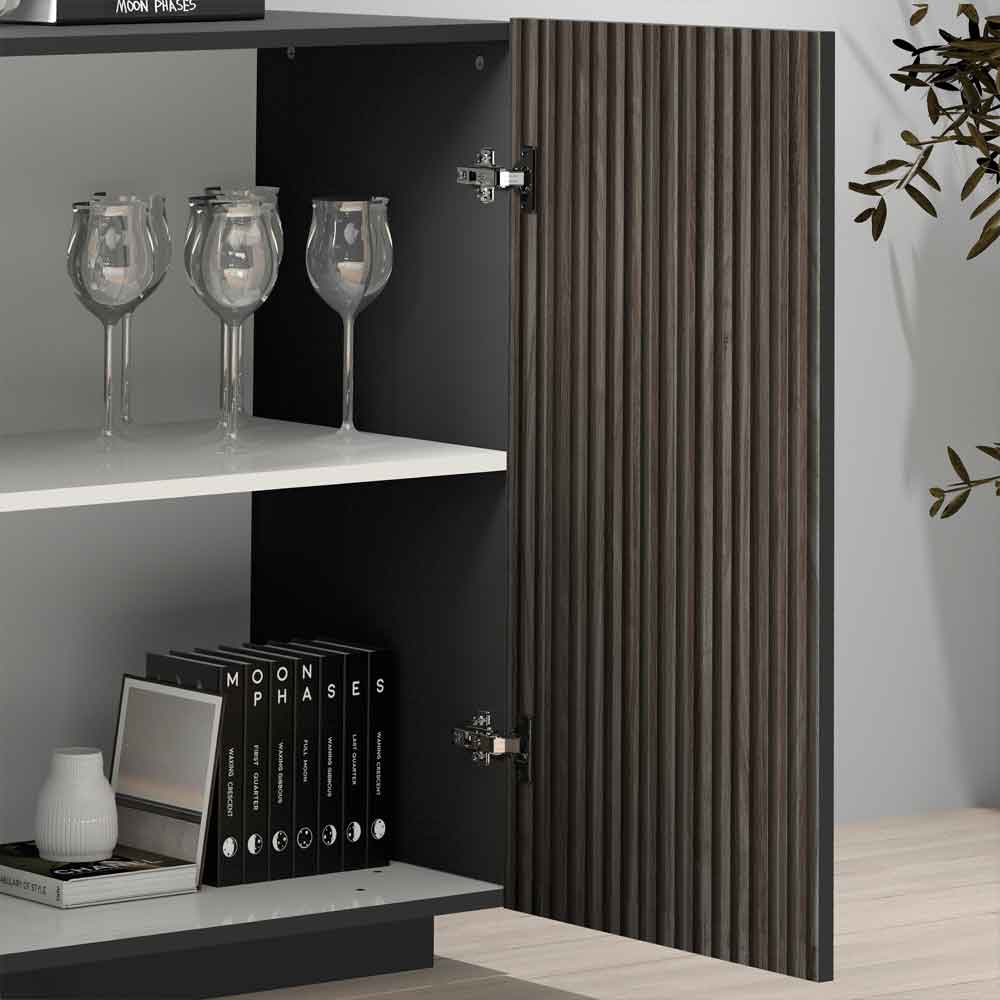 Charleston Wooden Sideboard With 4 Doors In Anthracite And Dark Oak