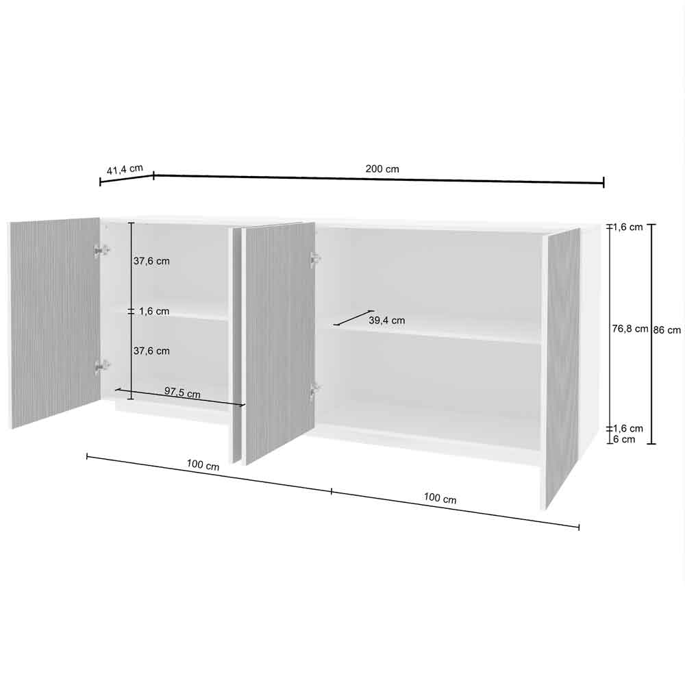 Charleston Wooden Sideboard With 4 Doors In Anthracite And Dark Oak