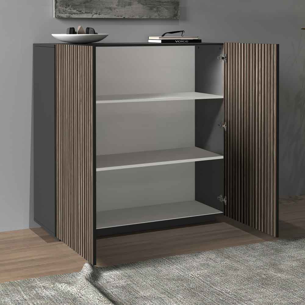 Charleston Wooden Storage Cabinet With 2 Doors In Antracite And Dark Oak
