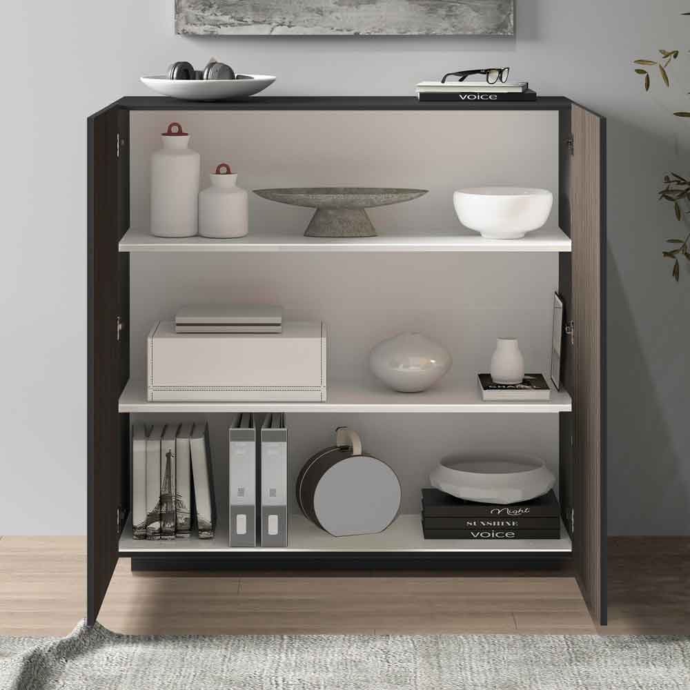Charleston Wooden Storage Cabinet With 2 Doors In Antracite And Dark Oak