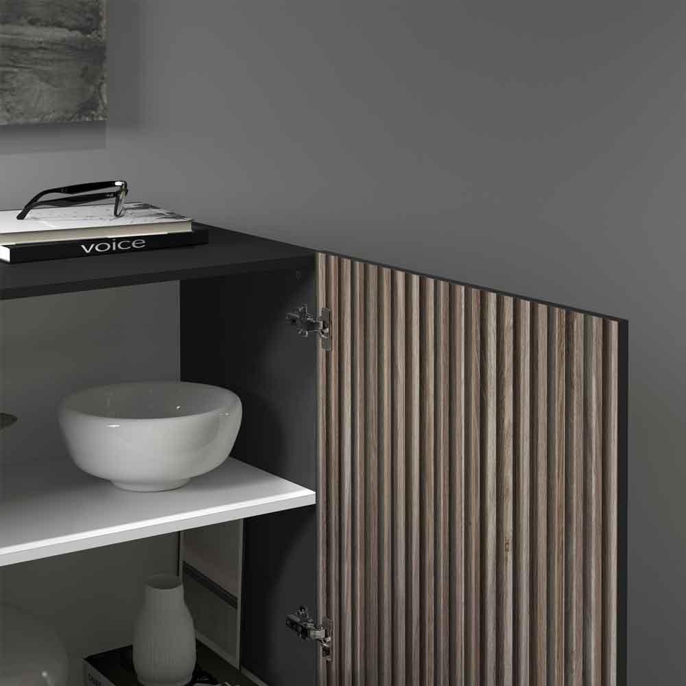 Charleston Wooden Storage Cabinet With 2 Doors In Antracite And Dark Oak