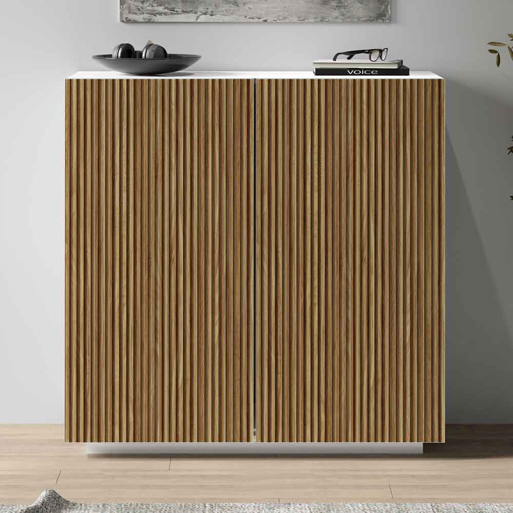 Charleston Wooden Storage Cabinet With 2 Doors In White And Light Oak
