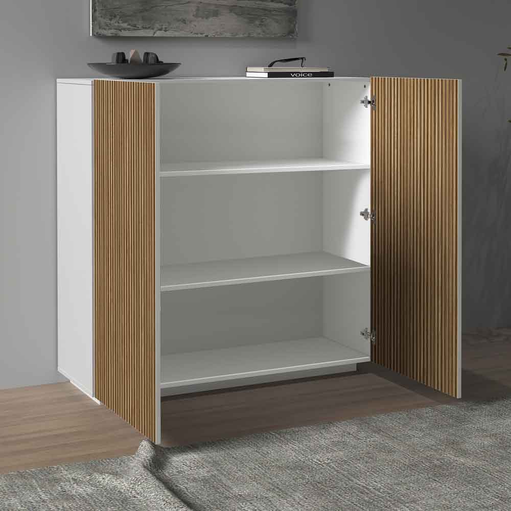 Charleston Wooden Storage Cabinet With 2 Doors In White And Light Oak