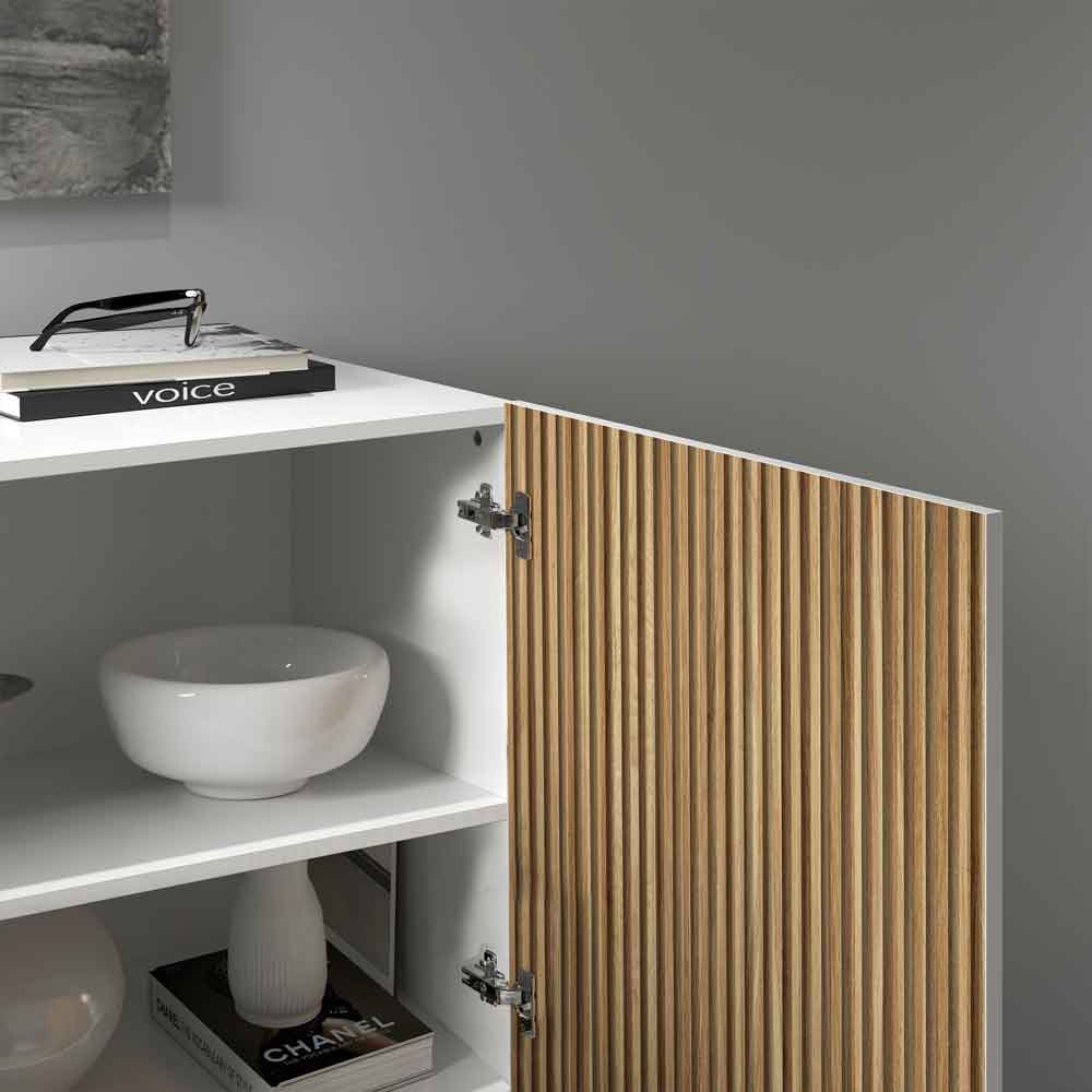 Charleston Wooden Storage Cabinet With 2 Doors In White And Light Oak