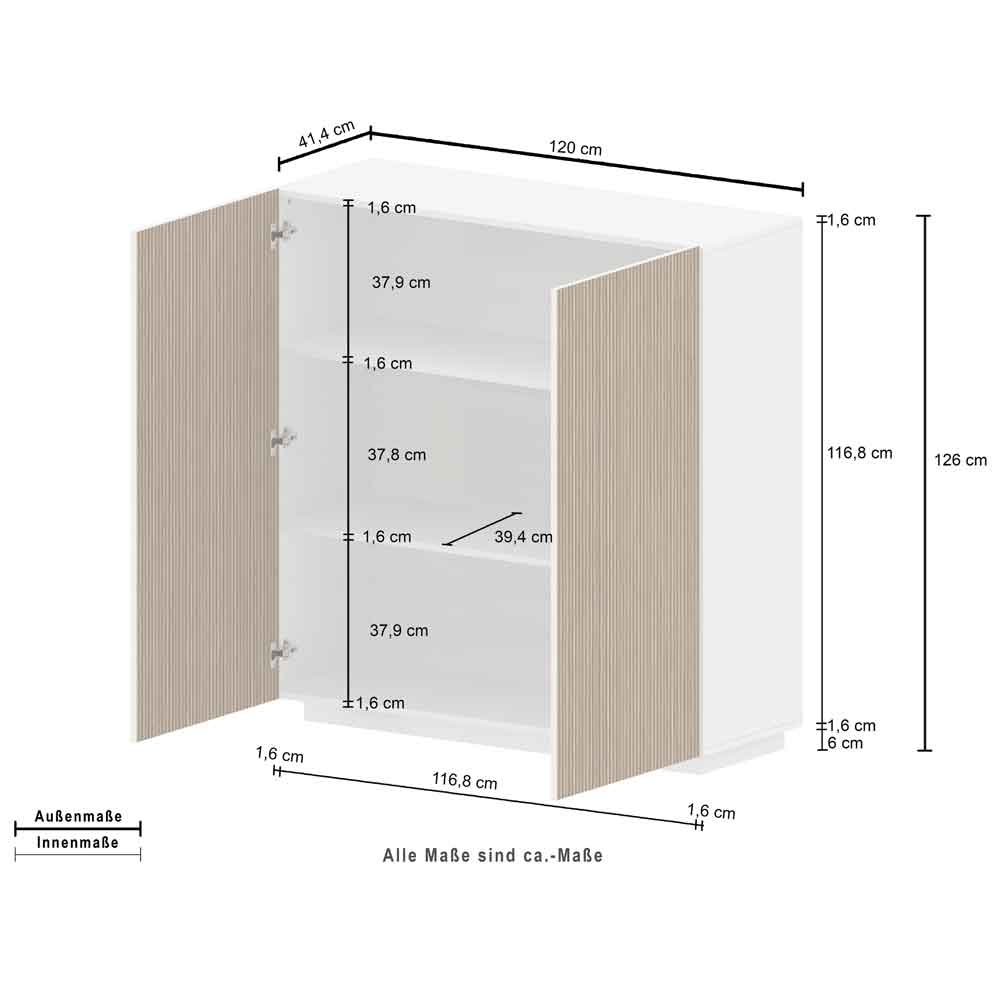 Charleston Wooden Storage Cabinet With 2 Doors In White And Light Oak