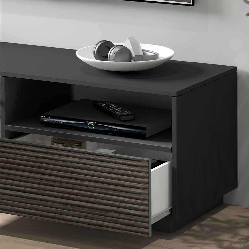 Charleston Wooden TV Stand With 2 Doors 1 Drawer In Anthracite And Dark Oak