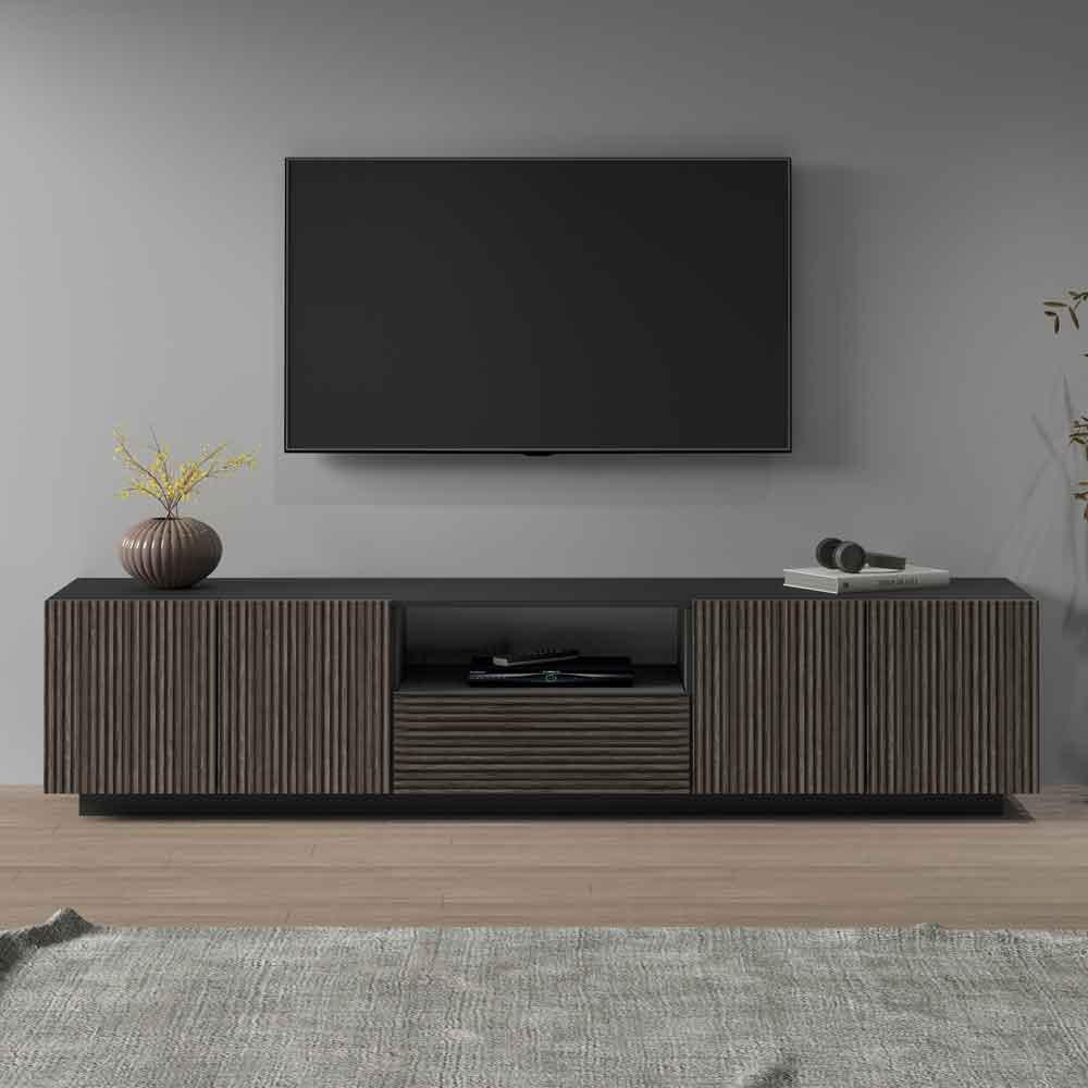 Charleston Wooden TV Stand With 4 Doors 1 Drawer In Anthracite And Dark Oak
