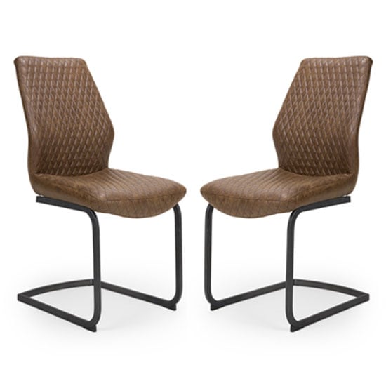 Read more about Charlie antique brown faux leather dining chairs in a pair