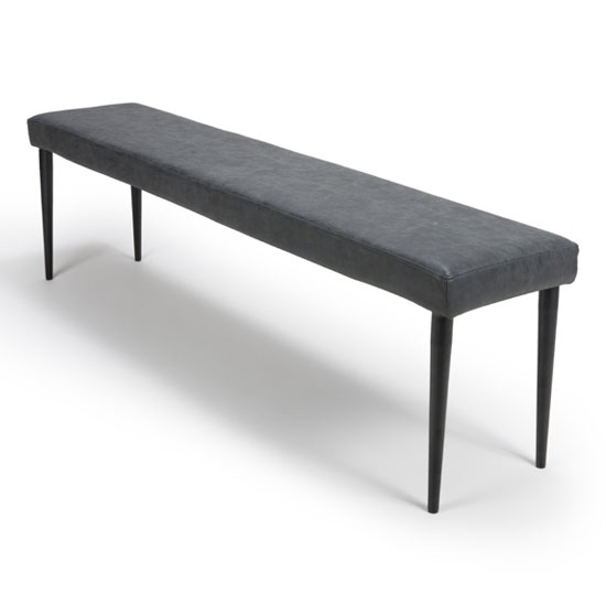 Photo of Charlie dining bench in grey leather with metal base