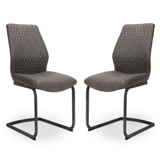 Charlie Grey Faux Leather Dining Chairs In A Pair
