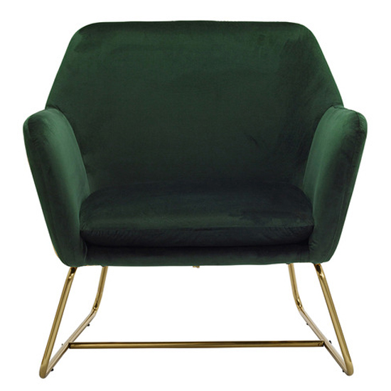 Charlies Velvet Armchair With Gold Frame In Racing Green