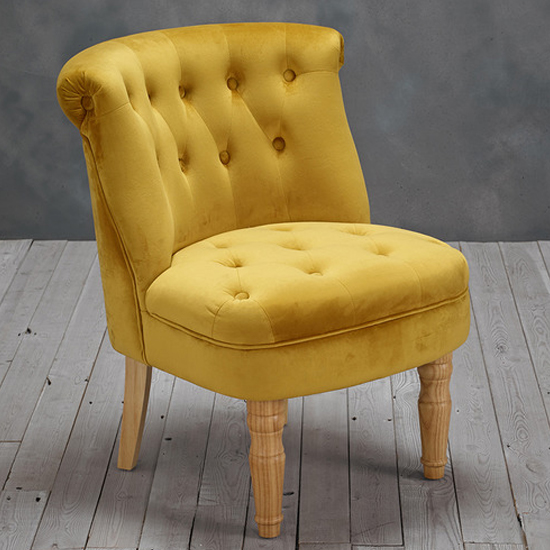 Product photograph of Charlo Plush Velvet Bedroom Chair In Mustard from Furniture in Fashion