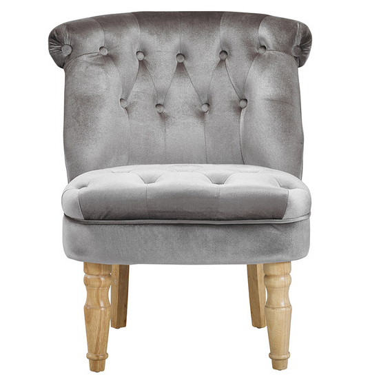 Product photograph of Charlo Plush Velvet Bedroom Chair In Silver from Furniture in Fashion