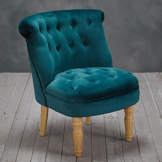 Photo of Charlo plush velvet bedroom chair in teal